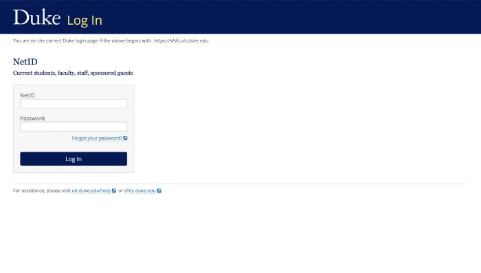 Duke Mail login page showing Duke email access through Microsoft 365 and Duke NetID sign in